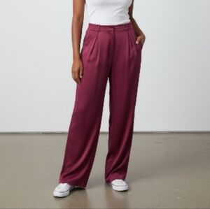 Deep  Red Pants With A Satin Feel